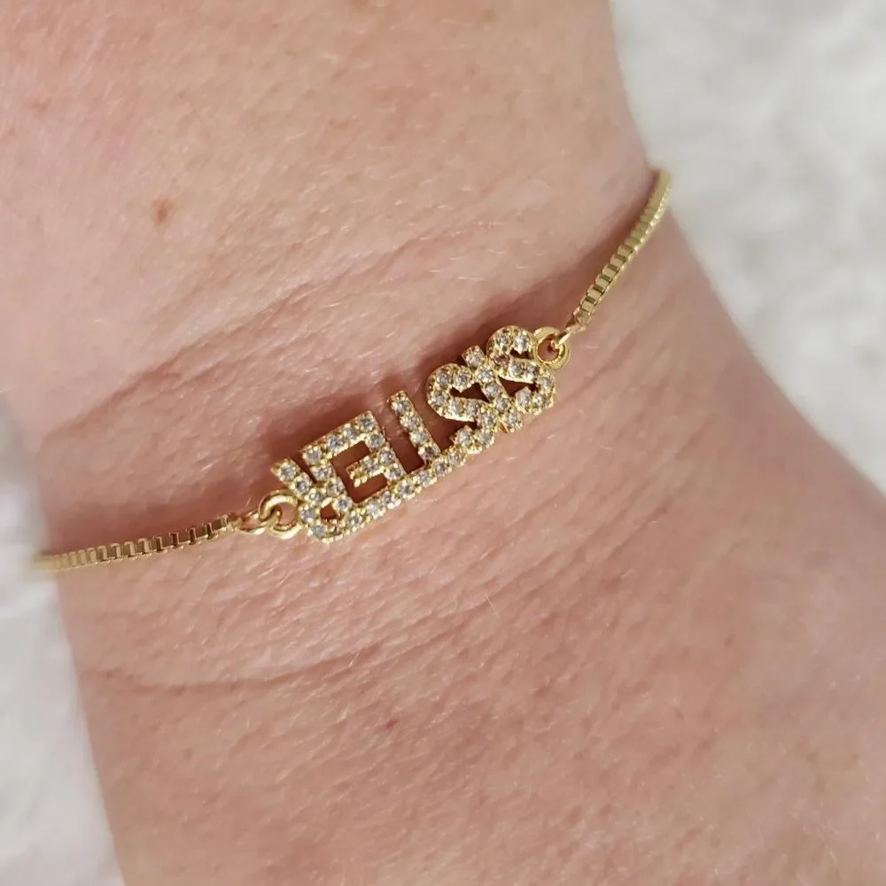 Gold or Silver Rhinestone Sister Slider Bracelet